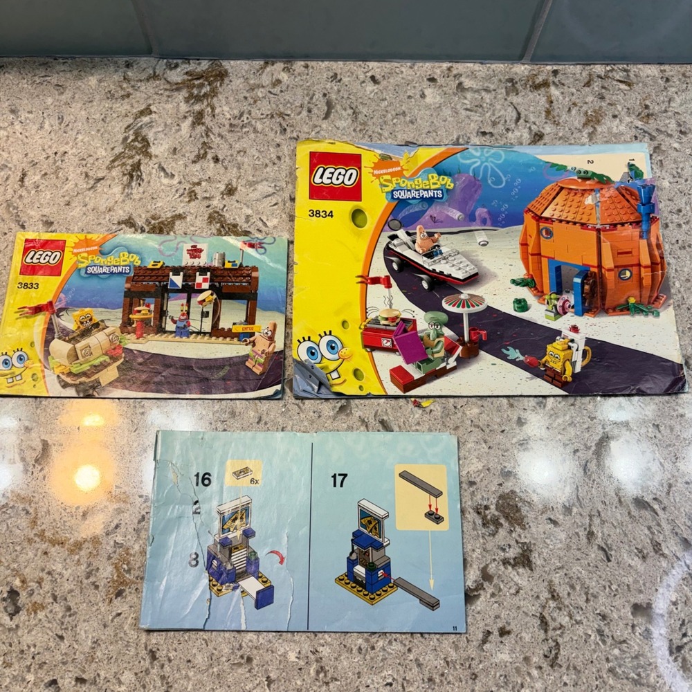LEGO SpongeBob SquarePants Instruction Manuals 3833 3834 Krusty Krab Pineapple
